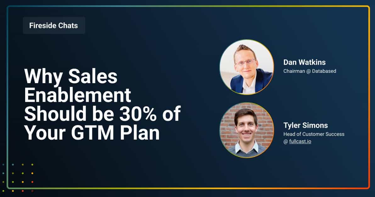 FIRESIDE__0028_Why Sales Enablement Should be 30% of Your GTM Plan Why Sales Enablement Should be 30% of Your GTM Plan